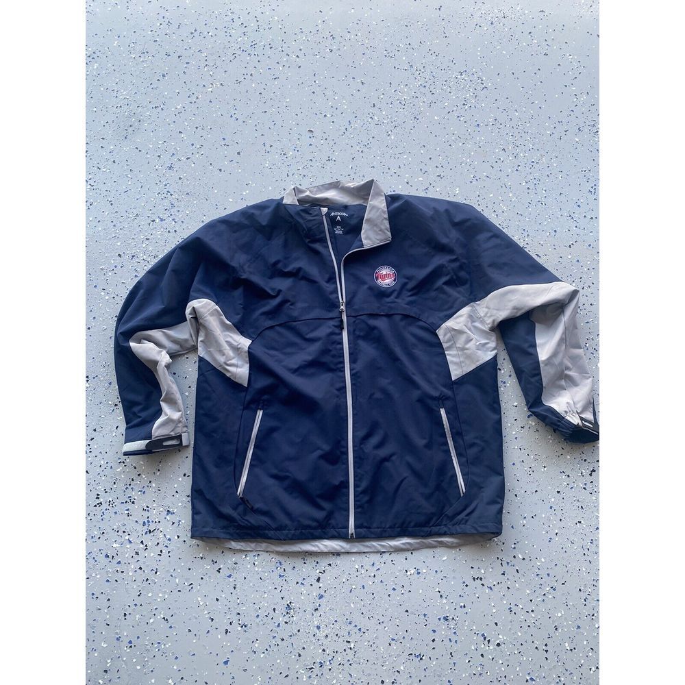 Men's Minnesota Twins Antigua Navy Tempest Full-Zip Jacket 2XL Used